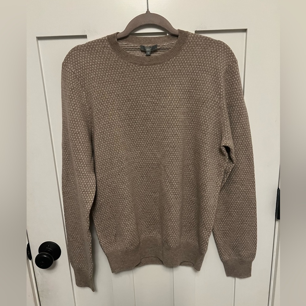 K + J Wool Cashmere Tan Crew Neck Pull Over Sweater Size Small NWT - Picture 1 of 5